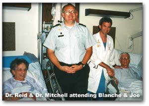 Dr. Reid and Dr. Mitchell attending Blanche and Joe Morgan, Tripler Army Hospital Honolulu