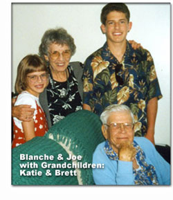 Blanche and Joe Morgan with grandchildren: Katie and Brett Trammell